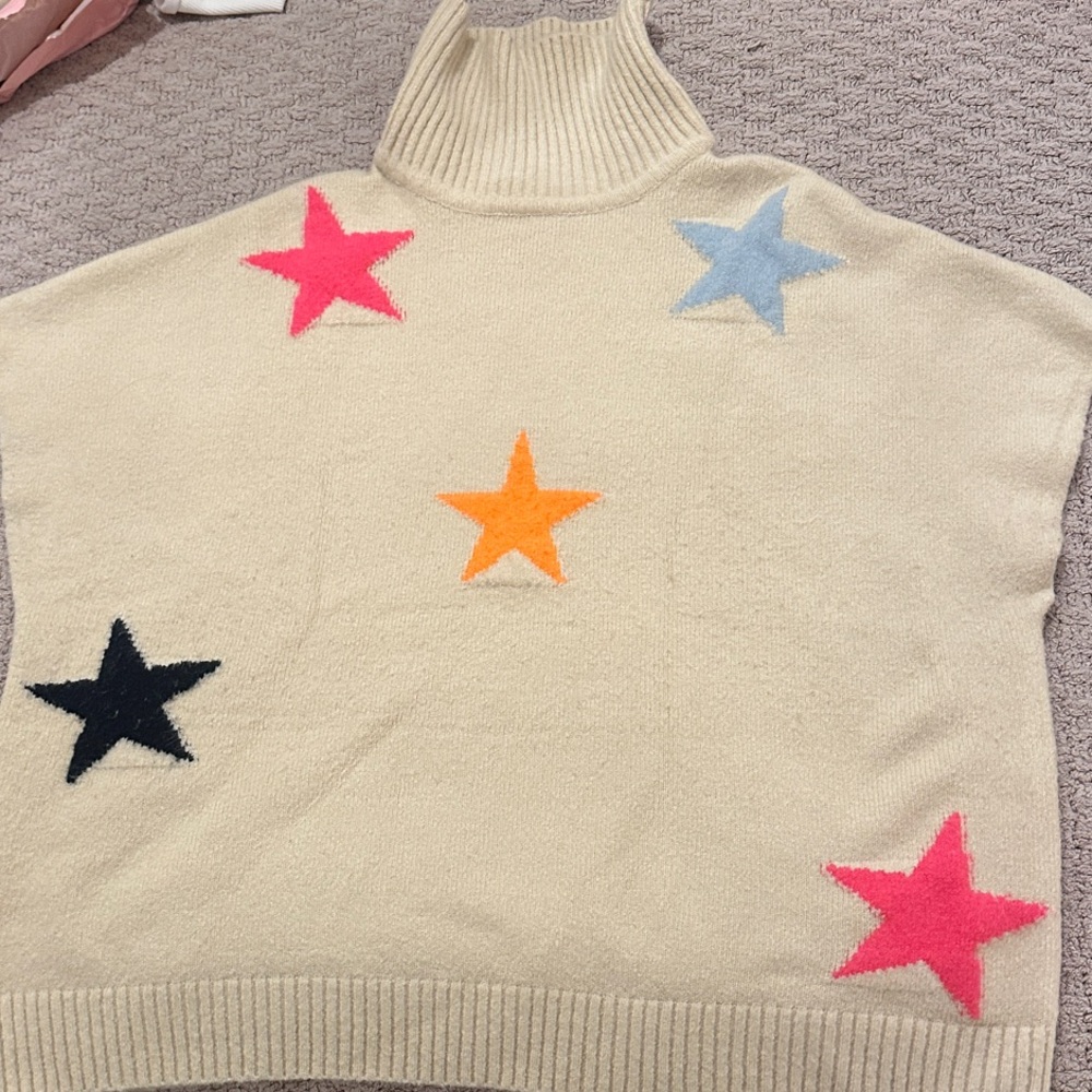 THML Beige Sweater with Multicolor Star Patterns